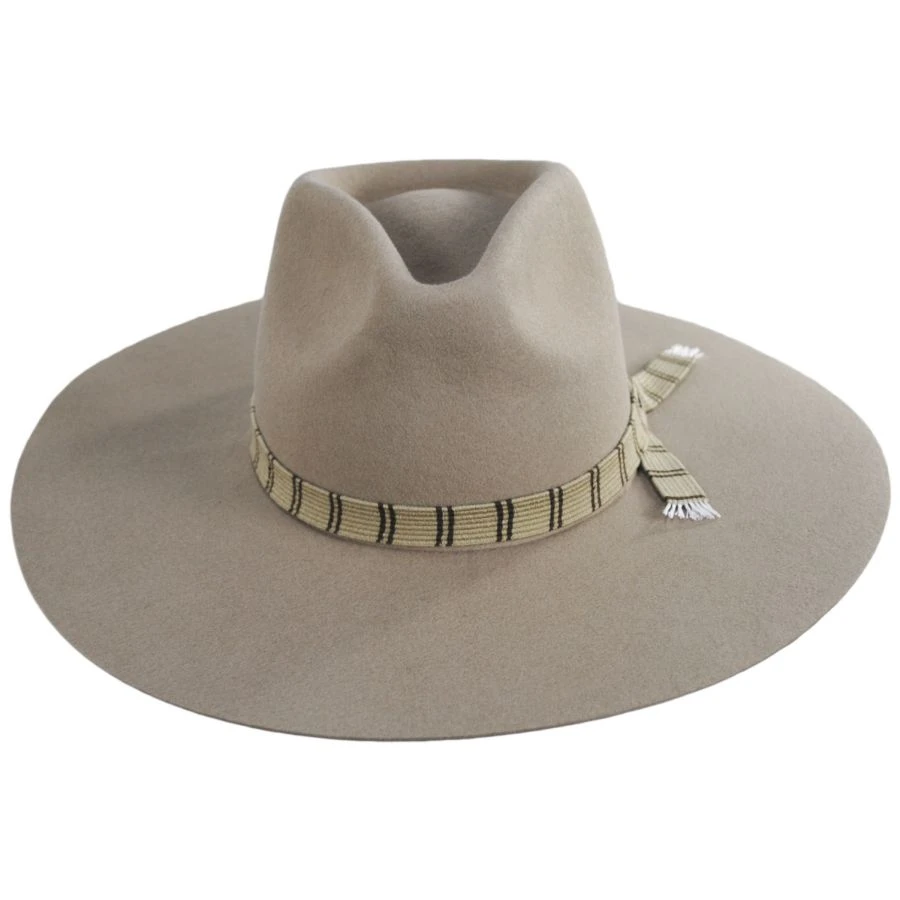 Leigh Wool Felt Wide Brim Fedora Hat - Sand 3 Leigh Wool Felt Wide Brim Fedora Hat - Sand