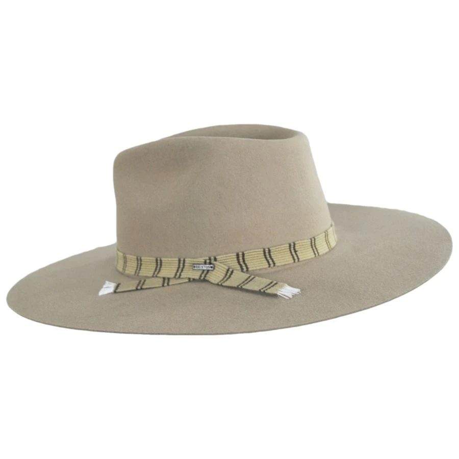 Leigh Wool Felt Wide Brim Fedora Hat - Sand 4 Leigh Wool Felt Wide Brim Fedora Hat - Sand - Image 2