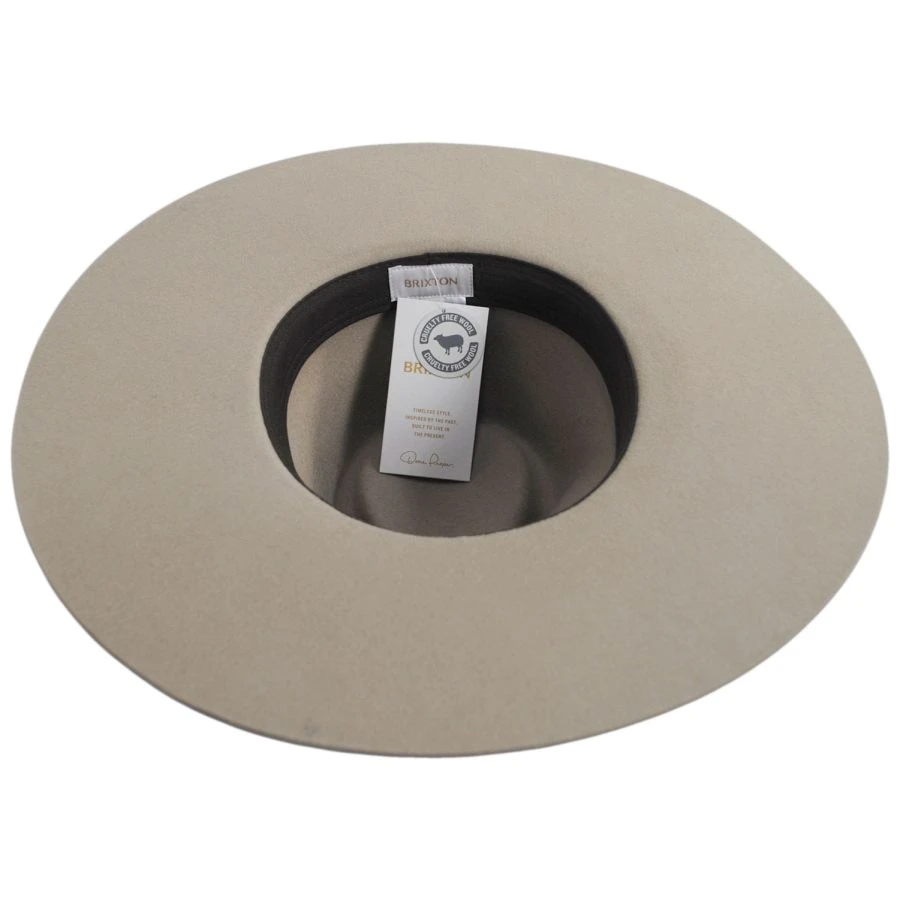 Leigh Wool Felt Wide Brim Fedora Hat - Sand 5 Leigh Wool Felt Wide Brim Fedora Hat - Sand - Image 3