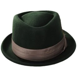 Stout Wool Felt Diamond Crown Fedora Hat - Moss