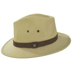 Messer X Adventure Cotton Safari Fedora Hat - Tan -Bailey Hat Shop 474861