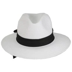 Back Bow & Tail Toyo Straw Safari Fedora Hat