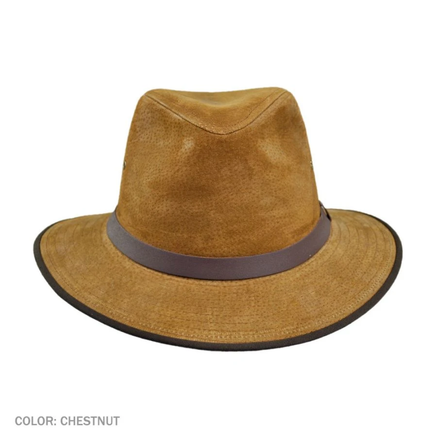 Nubuck Leather Safari Fedora Hat 3 Nubuck Leather Safari Fedora Hat