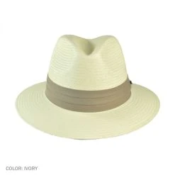 Toyo Straw Safari Fedora Hat - Khaki Band