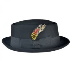 Wool Felt Pork Pie Hat - Black 7 Wool Felt Pork Pie Hat - Black -Bailey Hat Shop 73286