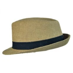 Jute Fabric C-Crown Trilby Fedora Hat -Bailey Hat Shop 73631