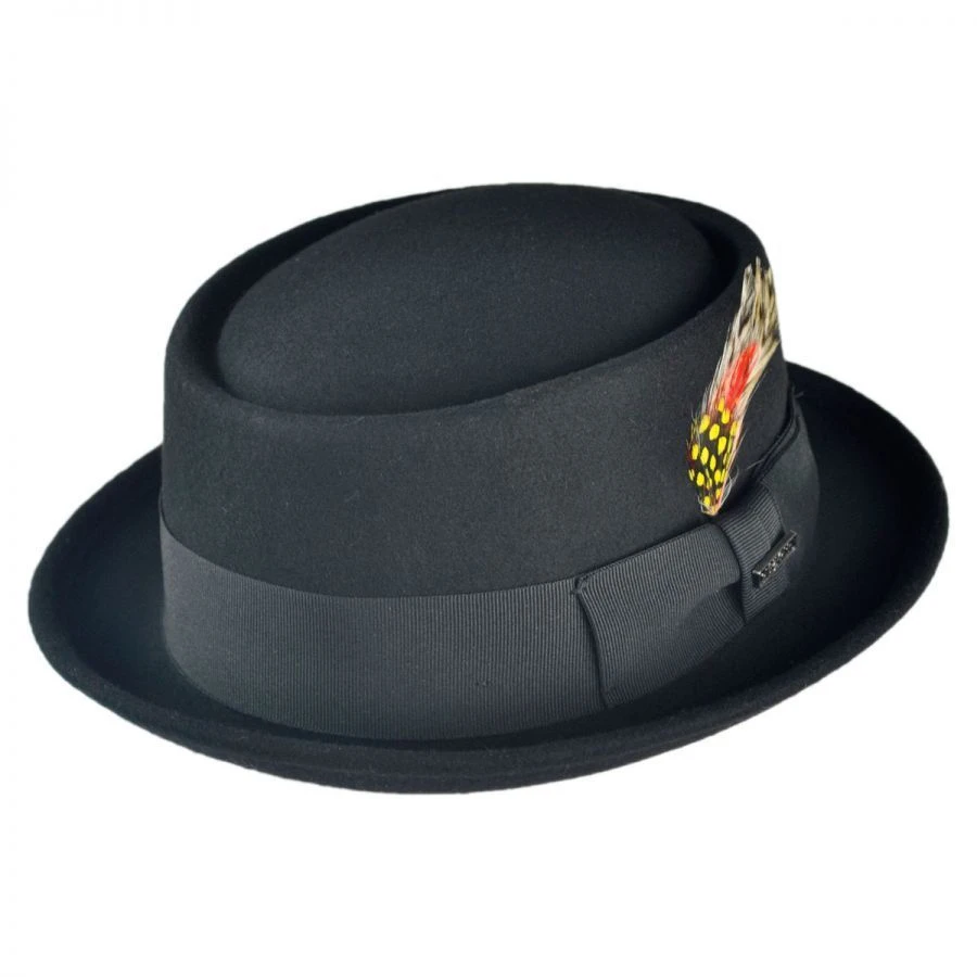 Wool Felt Pork Pie Hat - Black 3 Wool Felt Pork Pie Hat - Black